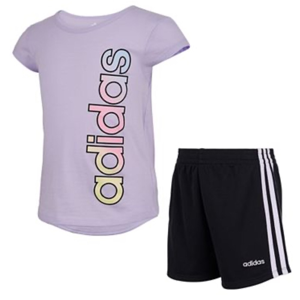 ♦️NWT Adidas 2pc logo T shirt & shorts , 6